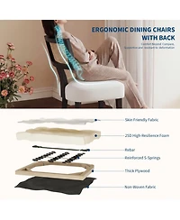 homfan Dining Chairs Set of 6, Mid Century Upholstered with Linen Fabric, Modern Armless Kitchen Wood Legs