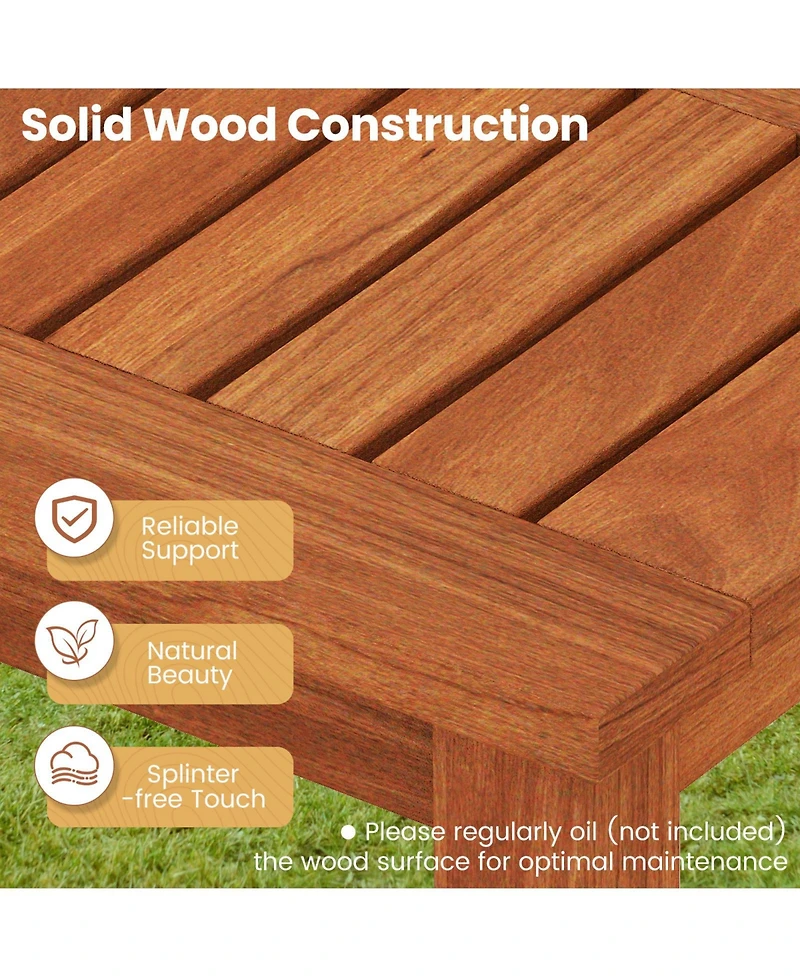 Gouun Solid Wood Weatherproof Bench 2-Person for Patio