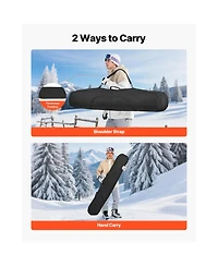 Hongge Padded Snowboard and Ski Travel Bag 65 in 600D Waterproof Oxford with Adjustable Inner Straps