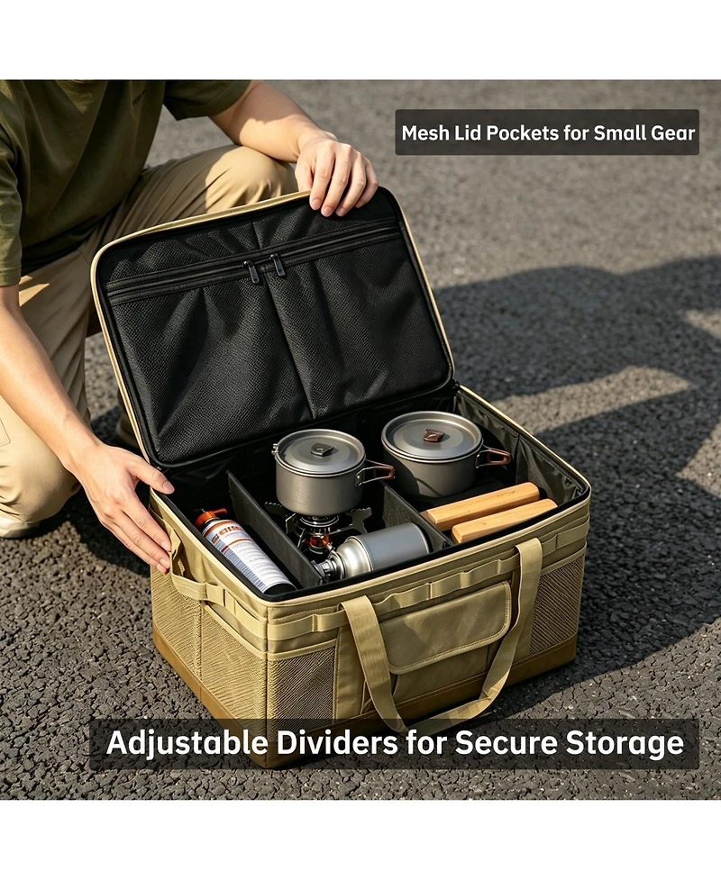 Piscifun Waterproof Foldable Camping Storage Bag Utility Tote With Axe Holder Outdoor Organizer For Hiking Picnic Bbq