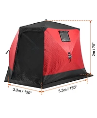 Hongge Insulated Pop Up Ice Fishing Shelter 130 x 130 Inch Thermal Shanty for 6 to 8 People with Anchors and Ropes