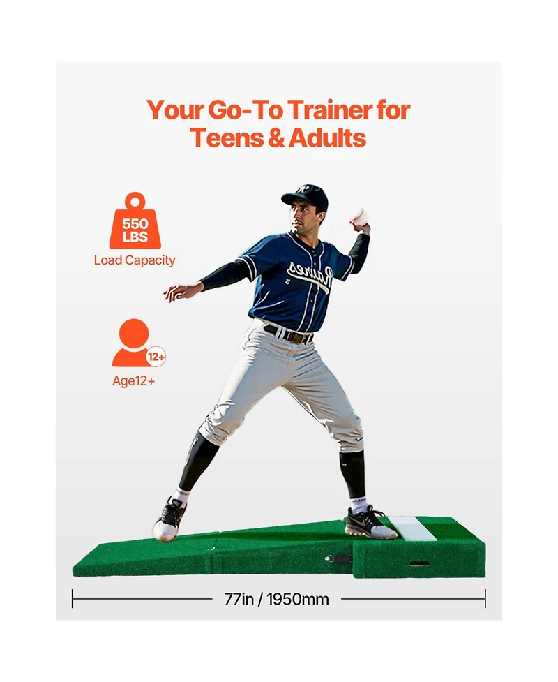 Hongge Foldable 77 in Pitcher's Mound with Dampproof Wood Core and Antifade Turf for Baseball and Softball Practice