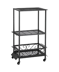Hongge Mobile 10-Rod Fishing Pole Rack with Storage Shelves and 360 Degree Locking Wheels for Garage Organization