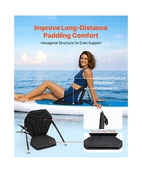 Hongge Hexagonal Padded Kayak Seat 1 in Thick with Back Support Adjustable Straps and Storage Bag