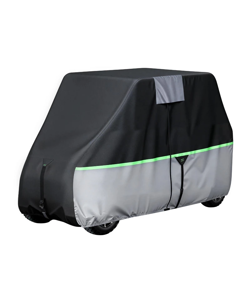 Hongge Full Coverage Golf Cart Cover for 4-Passenger Carts 600D Oxford with Pu Coating and Three Zipper Doors