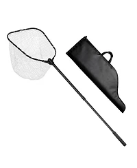 Hongge Foldable Fish Landing Net with 76 in Telescopic Aluminum Handle Built-In Scale and Silicone Mesh