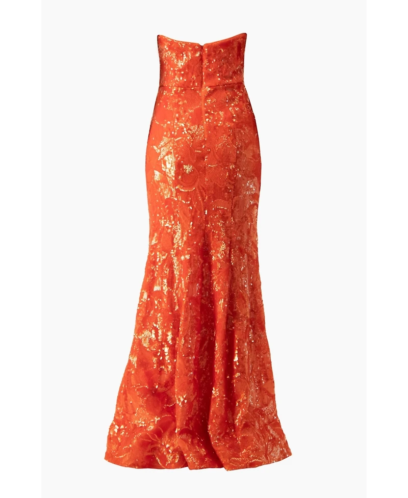 Ivonne Women's Strapless Sequin Floral Gown