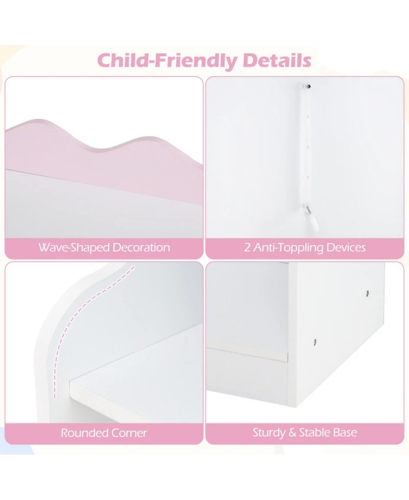 Hongge Kids Dress Up Closet Organizer with Six Storage Cubes
