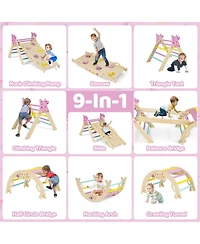 Hongge 8-in-1 Foldable Montessori Wooden Climbing Set, Ages 3+