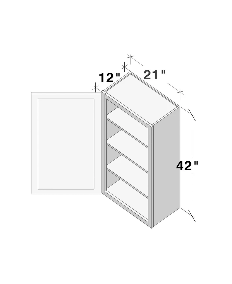 Boyel Living 21x42" Standard Wall Cabinet (1 Door 3 Shelves), Ready to Assemble Kitchen with Solid Wood Frame, Soft-Close Slides and Hinge