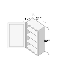 Boyel Living 21x42" Standard Wall Cabinet (1 Door 3 Shelves), Ready to Assemble Kitchen with Solid Wood Frame, Soft-Close Slides and Hinge