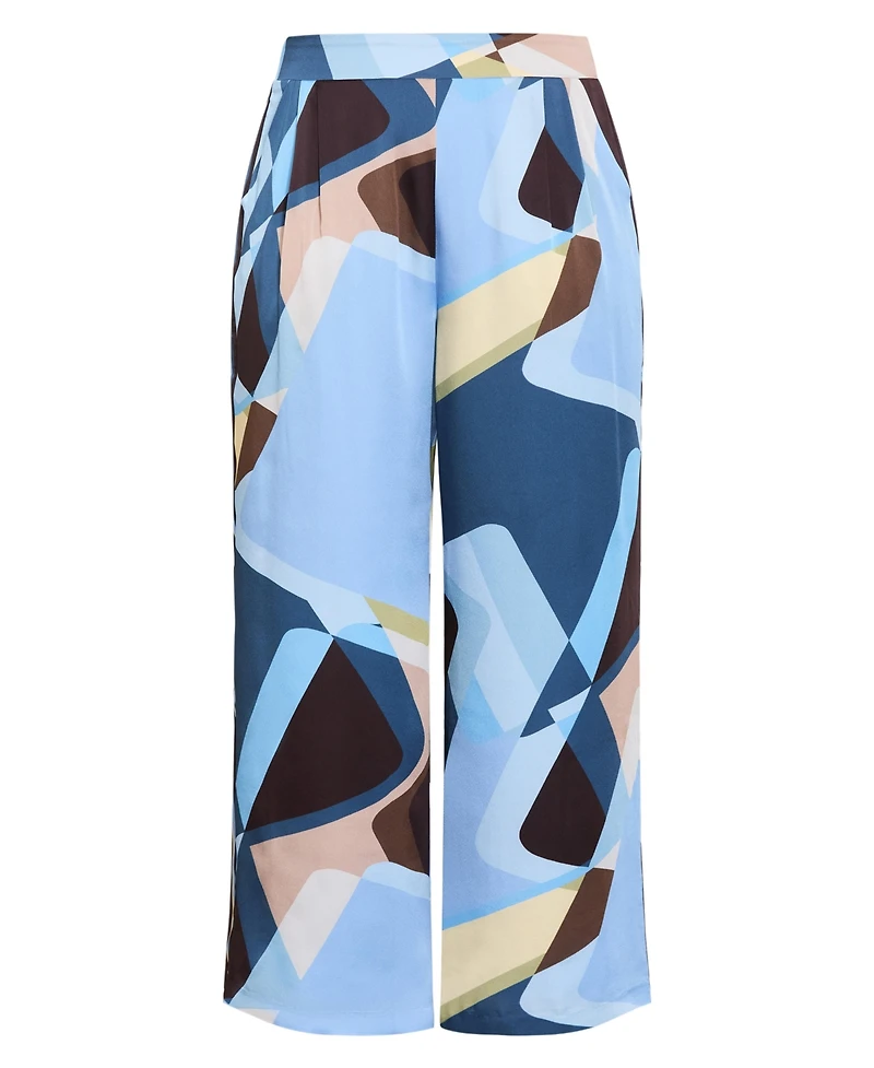 City Chic Plus Amaya Abstract Print Wide Leg Pant