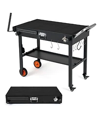 Sugift Folding Grill Cart for 17 and 22 in Griddles with Heat-Resistant Mat