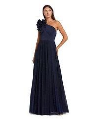 Mac Duggal Women's One-Shoulder Pleated Ruffle Gown