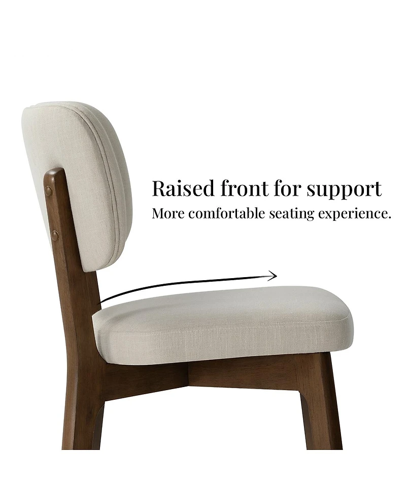 Maison Boucle Modern Upholstered Dining Chairs Set of 4, Woven Linen-Blend Fabric, Padded Seat and Curved Back, Solid Wood Frame Side