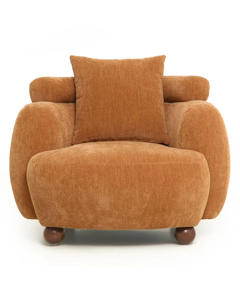 Maison Boucle Chenille Club Chair for Living Room, Nordic-Style Bucket Chair, Upholstery, Plush Cushioned Seat, Lounge Accent with Pillow