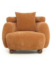 Maison Boucle Chenille Club Chair for Living Room, Nordic-Style Bucket Chair, Upholstery, Plush Cushioned Seat, Lounge Accent with Pillow