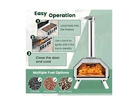 Lucky One Outdoor Pizza Oven with Pizza Stone, Wood Fired Portable Oven with Foldable Legs