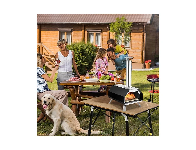 Lucky One Outdoor Pizza Oven with Pizza Stone, Wood Fired Portable Oven with Foldable Legs