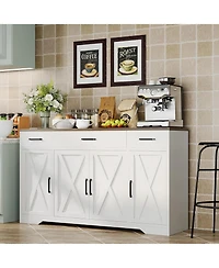 homfan 55" Farmhouse Sideboard Buffet Cabinet with 3 Drawers
