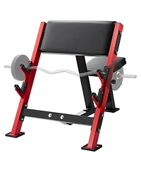 Hongge Adjustable Preacher Curl Bench 660 lbs Max Load Seated Bicep Station with Barbell Holders