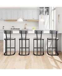 homfan Set of 8 Counter Height Bar Stools, Curved Back with Metal Frame, Upholstered Tall Barstools for Kitchen
