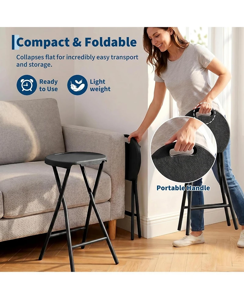 homfan 1-Pack 28" Tall Folding Stool with Handle, Safety Lock