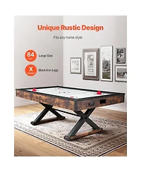 Hongge 84 in Air Hockey Game Table with High-Powered Blower Electronic Scorer 2 Pushers and 2 Pucks