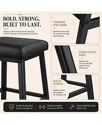 homfan Set of 4 26" Backless Counter Stools with Extra-Wide Padded Seats
