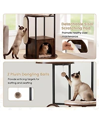 Sugift 72-in Tall Multi-Level Cat Condo with Top Perch Platforms and Removable Washable Mats
