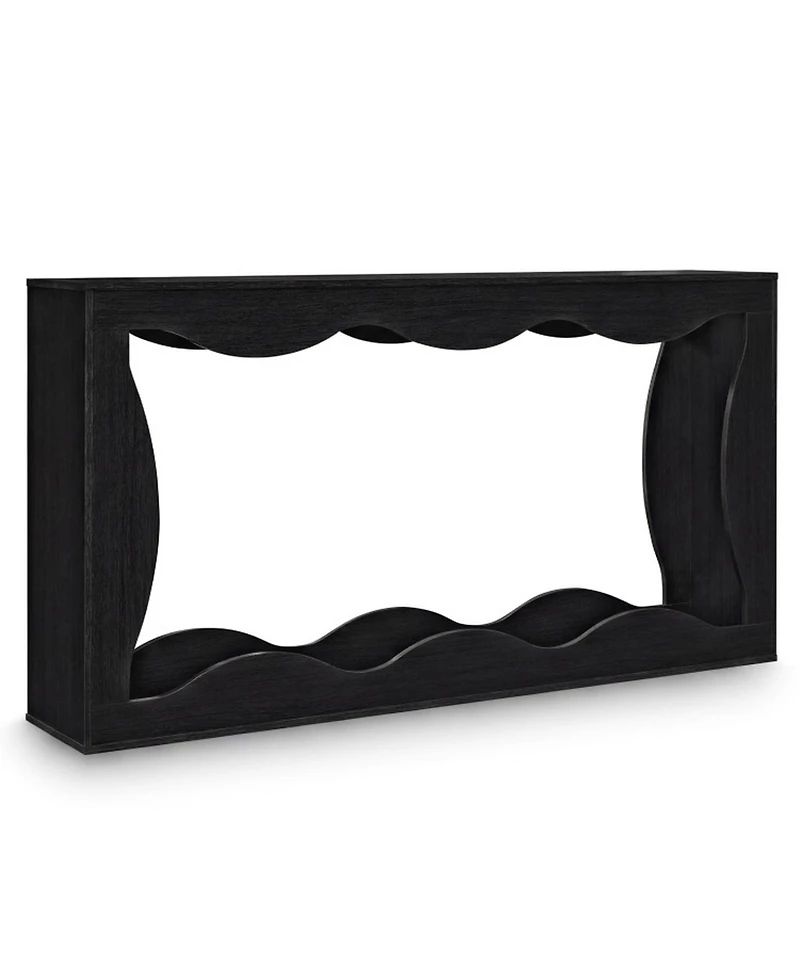 Sugift 63 in 2-Tier Narrow Entryway Console Table with Wavy Edge Storage Shelf