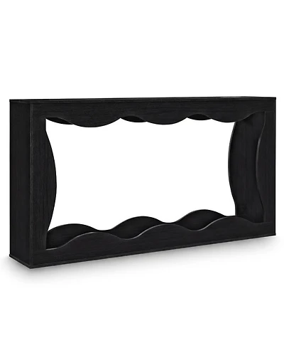 Sugift 63 in 2-Tier Narrow Entryway Console Table with Wavy Edge Storage Shelf