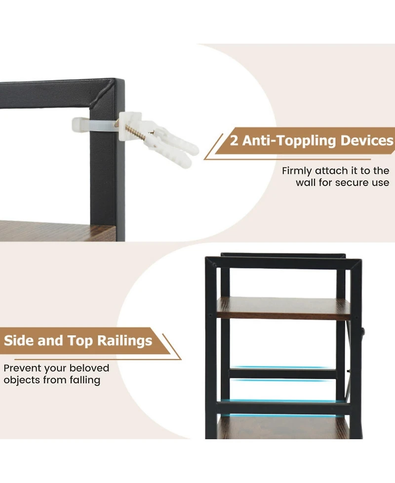 Sugift 4-Tier Narrow Freestanding Bookshelf Display Shelf with Metal Frame