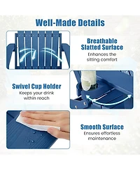 Sugift Folding Adirondack Chair with Cup Holder and 5-Level Adjustable Backrest