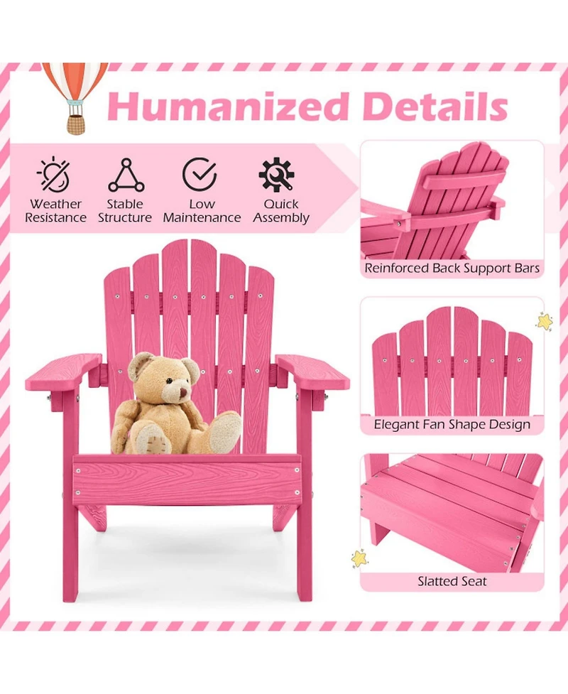 Sugift Kids All-Weather Adirondack Chair for Children with Tilted High Backrest Hips Material