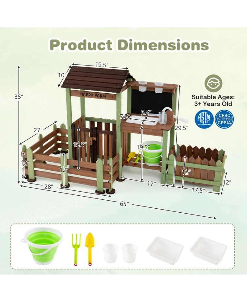 Sugift Mud Farm Fir Wood Planter Box Playset, Ages 3+