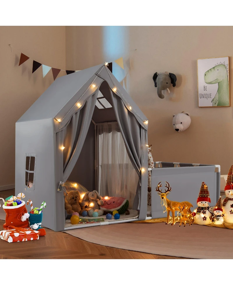 Sugift 2-in-1 Play Tent and Playpen Yard with Star String Lights, Ages 3+