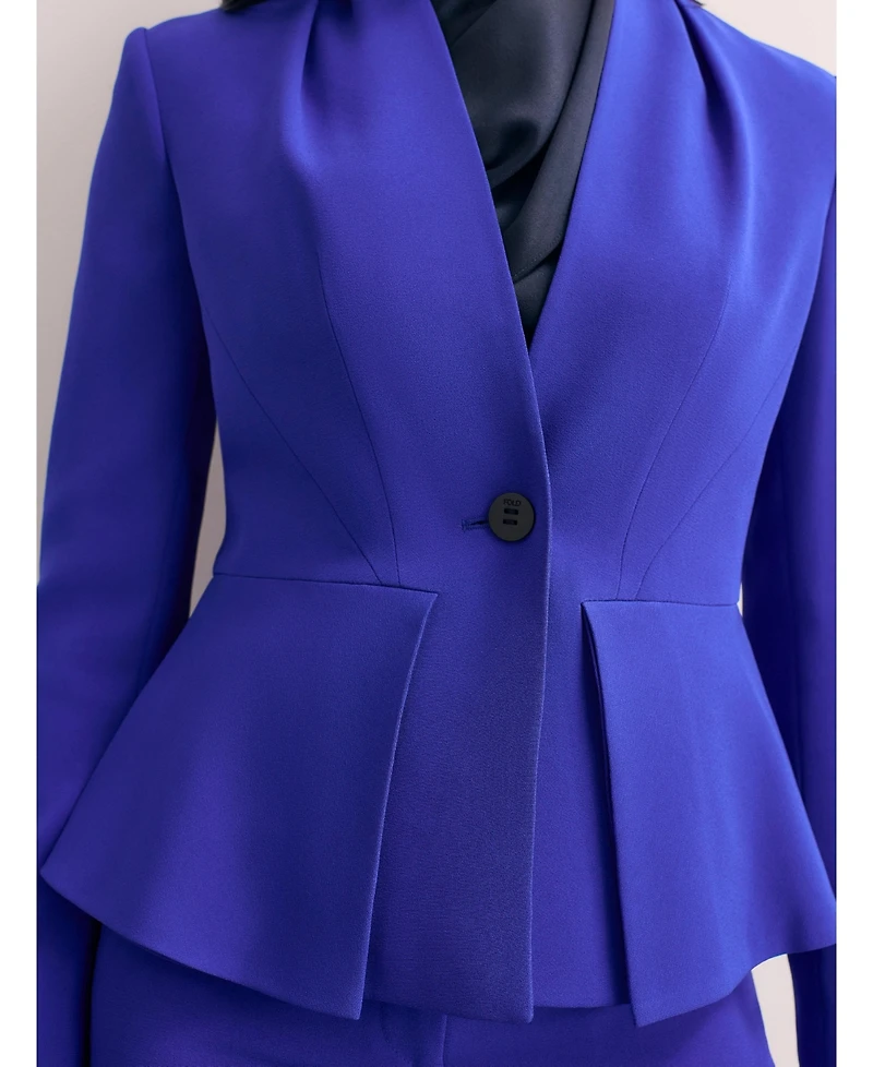 The Fold Women's Clifton Fitted Peplum Crepe Blazer