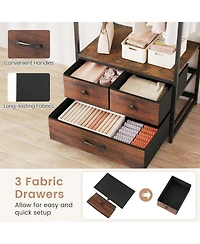 Sugift Clothes Rack with 3 Fabric Drawers Shelves Side Hooks and Metal Frame