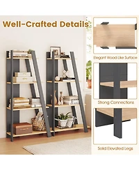 Sugift 4-Tier Modern Wooden Vertical Bookshelf Display Book Shelf for Small Space