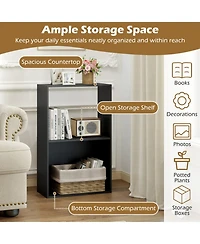 Sugift 3-Tier Freestanding Bookshelf with Open Storage Compartment and Display Shelf