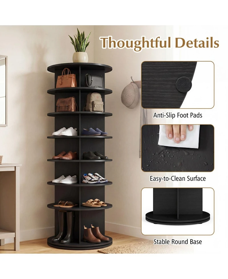 Sugift 7-Tier Rotating Shoe Rack Tower Freestanding Spinning Shoe Organizer Holds 28 Pairs