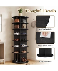 Sugift 7-Tier Rotating Shoe Rack Tower Freestanding Spinning Shoe Organizer Holds 28 Pairs