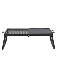 Hongge Portable 22.4 in Campfire Grill and Griddle Combo Heavy Duty Steel Grate with Folding Legs and Carry Bag