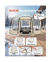 Hongge Pop Up Clear Bubble Dome Tent 12 x 11.1 ft Waterproof Uv-Resistant Shelter for 10 to 12 People