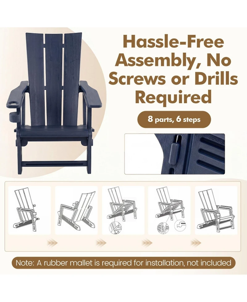Sugift Hdpe Outdoor Adirondack Chairs with Cup Holder