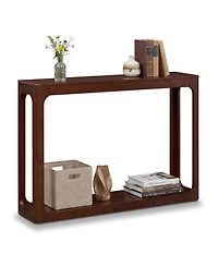 Slickblue Modern Mid-Century Wood Console Table with 2 Tiers and Shelf