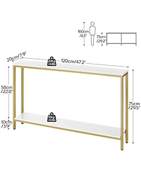 Slickblue Slim 120cm 2-Tier Console Table with Storage Shelf for Small Spaces