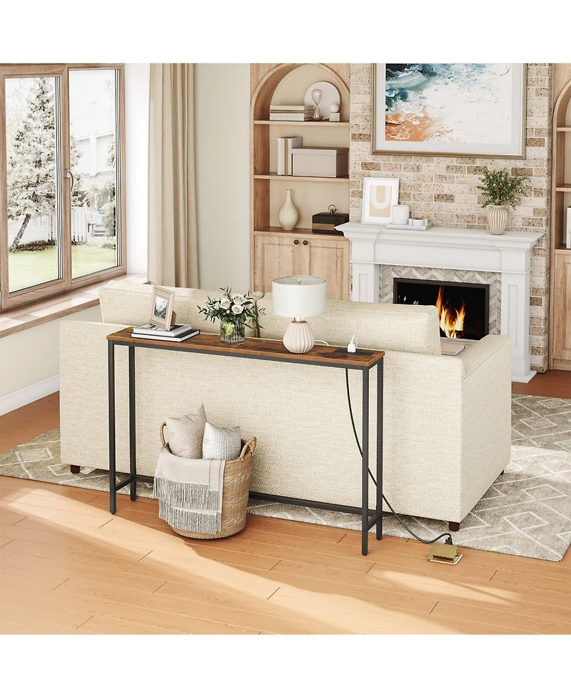 Slickblue 47.2-Inch Entryway Console Table with Power Outlet for Small Spaces