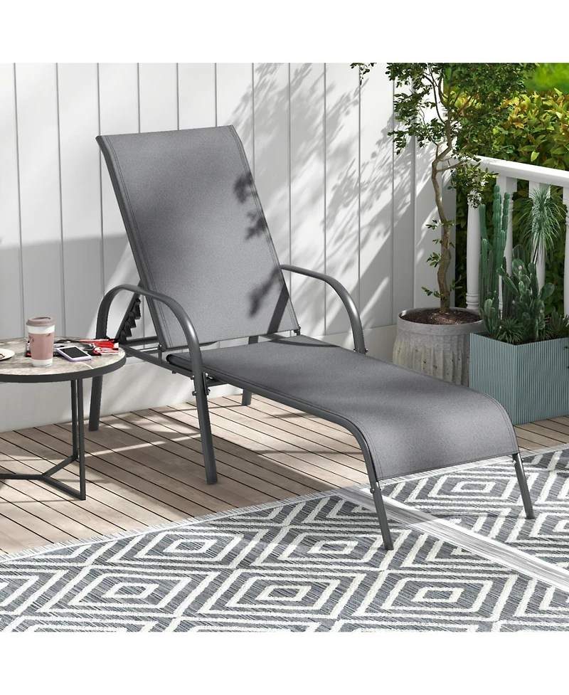 Slickblue Folding Outdoor Lounge Chair with Adjustable Backrest for Patio Relaxing